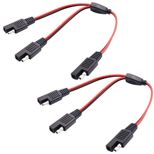 SAE Y Splitter Adapter Cable for Solar Panel and DC Power Supply 2-Pack