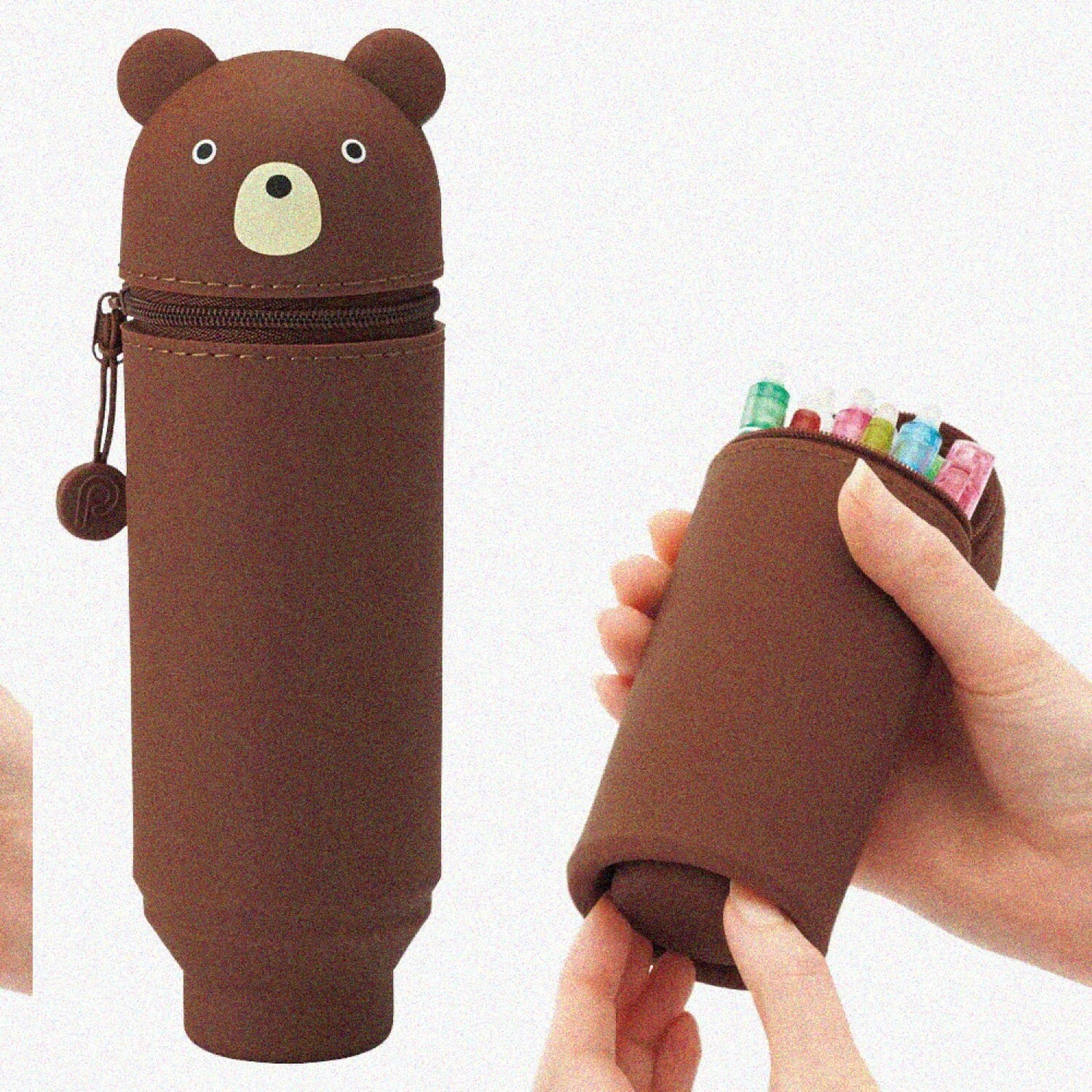 Stand-Up Pen Case with 12 Gel Pens, Bear, 2.4" x 7.8"