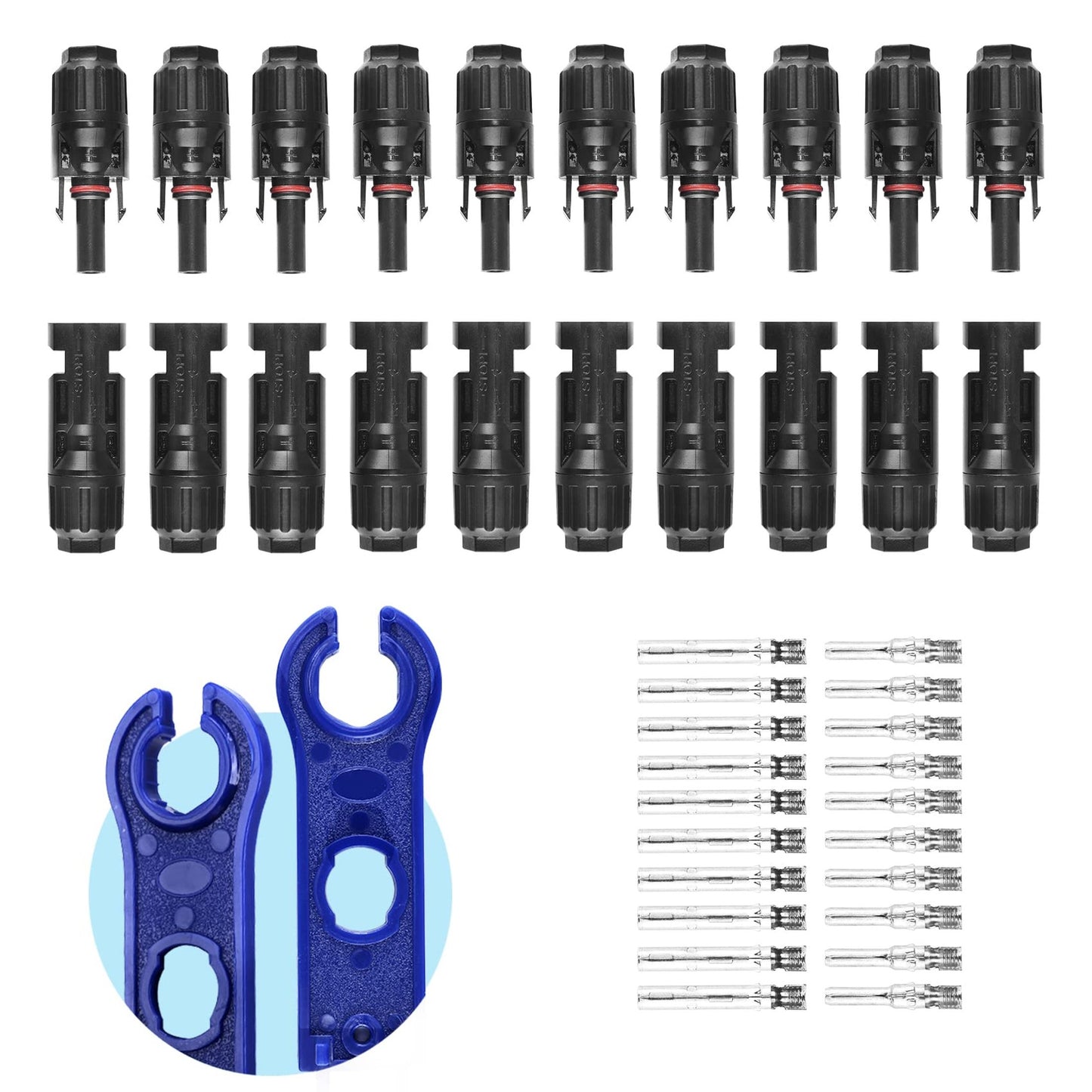 42PCS Waterproof Solar Panel Connectors 1000V 30A with Spanners