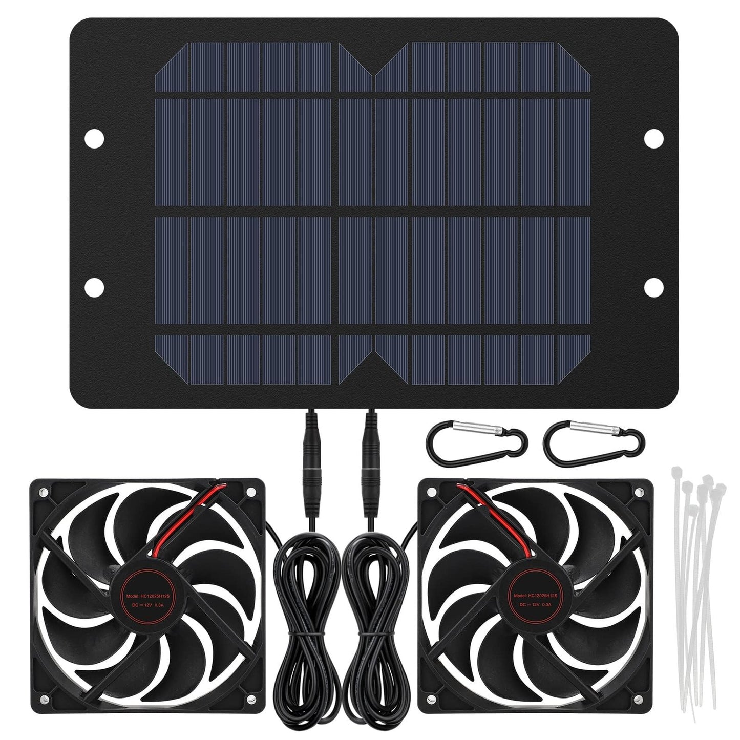 Solar Powered Dual Fan Kit for Greenhouse and Outdoor Ventilation