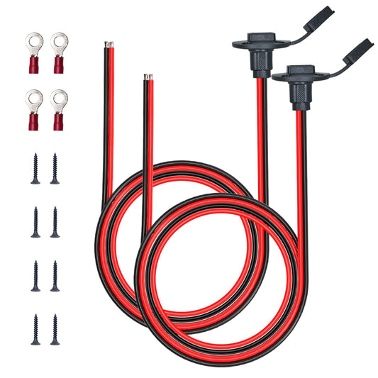 SAE 10AWG 2FT Power Socket Cable with Waterproof Cap for Solar Generators