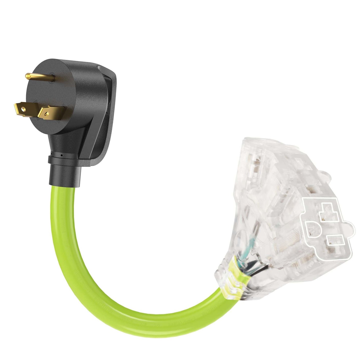 30 Amp RV to 110V Power Adapter Cord with LED Indicator, 10 Gauge 12 Inch