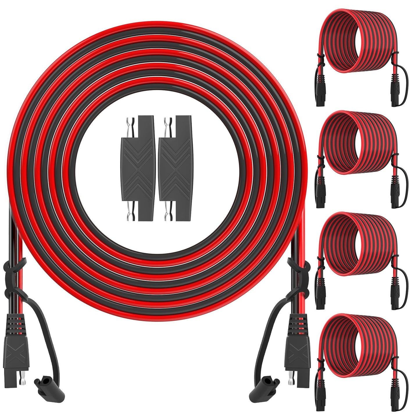 25FT SAE Extension Cable Set for Automotive and Solar Panel Connections