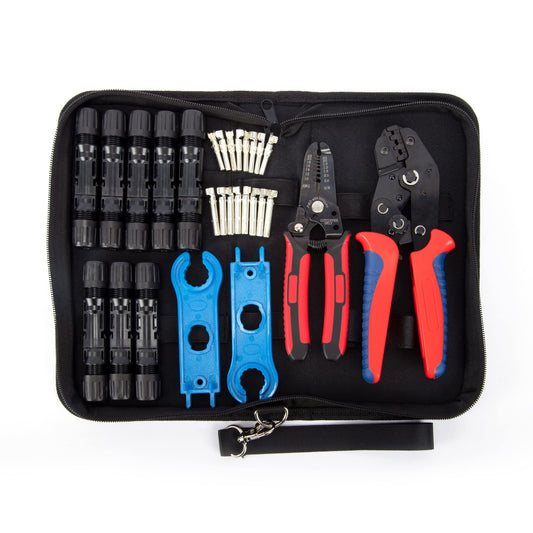 Solar Crimping Tool Kit with Stripper and Connectors for AWG14-10 Cables
