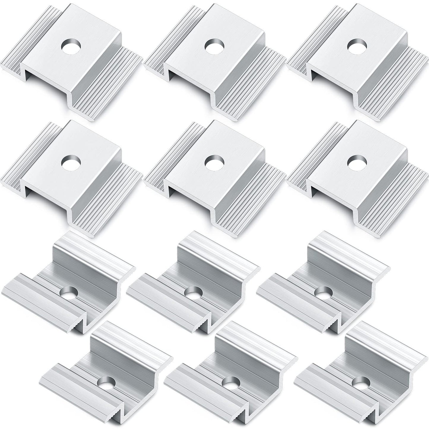 Solar Panel Mid Clamps 12 Pack - Durable Aluminum Mounting Brackets
