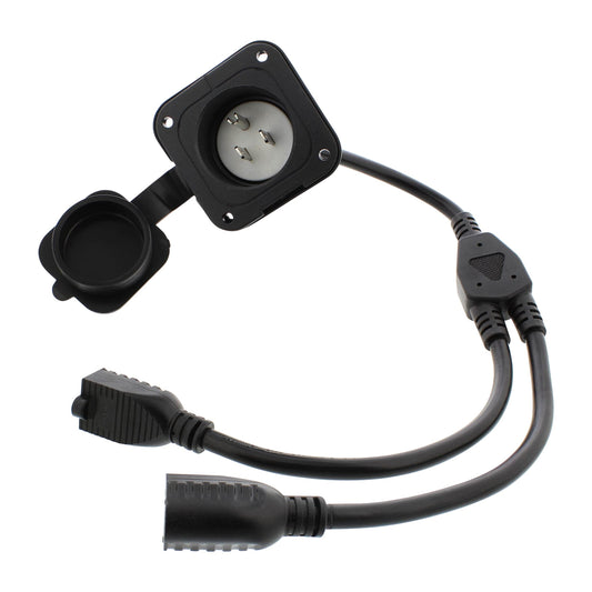 15 AMP Y Splitter Power Extension Cord for RV Dual Outlet Connection