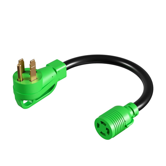 NEMA 14-50P to L14-30R Generator Adapter Cord 250V 10AWG 1.5FT Green