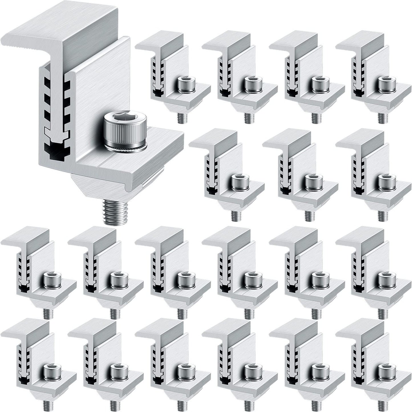 Adjustable Solar Panel End Clamps Kit for Secure PV Mounting 20 Pack