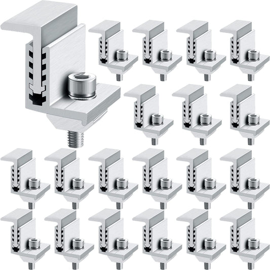 Adjustable Solar Panel End Clamps Kit for Secure PV Mounting 20 Pack