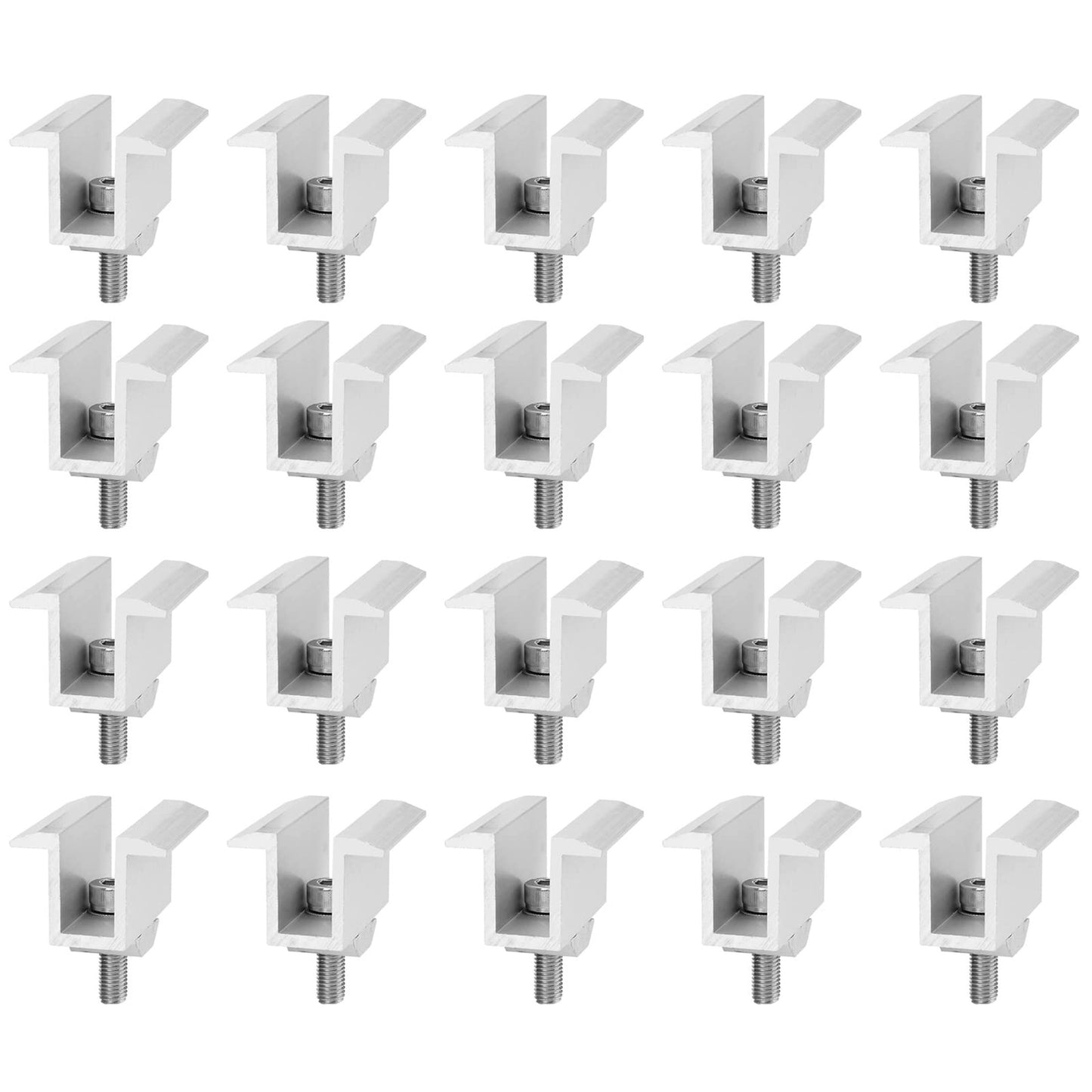 Solar Panel Mounting Clamps Set - 20 PCS Aluminum Bracket Support Kit