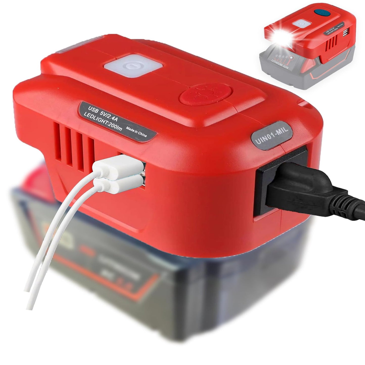 Milwaukee M18 150W Power Inverter with Dual USB and LED Light