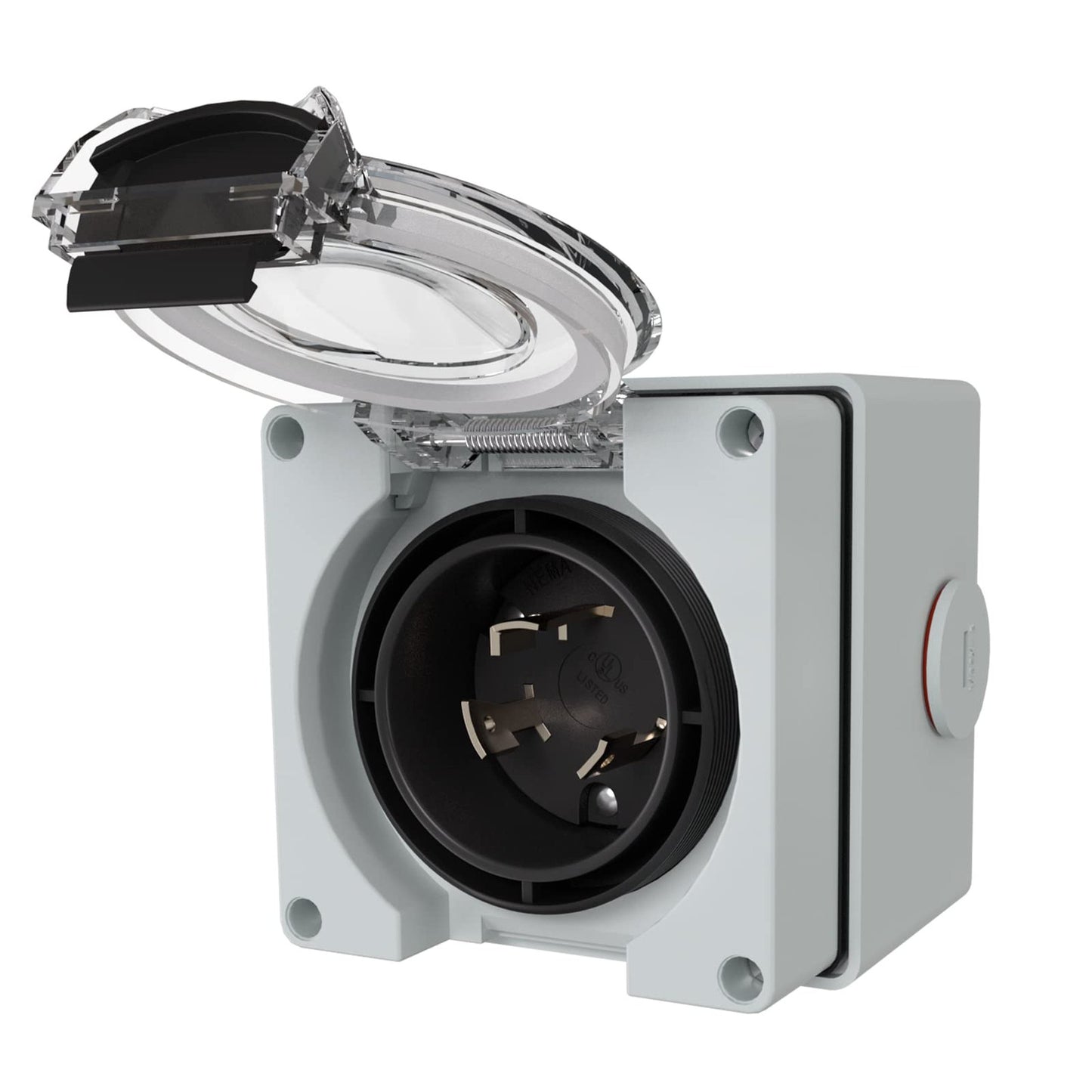 Weatherproof 30 Amp NEMA L6-30P Generator Power Inlet Box for Outdoor Use