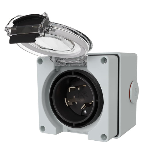 Weatherproof 30 Amp NEMA L6-30P Generator Power Inlet Box for Outdoor Use