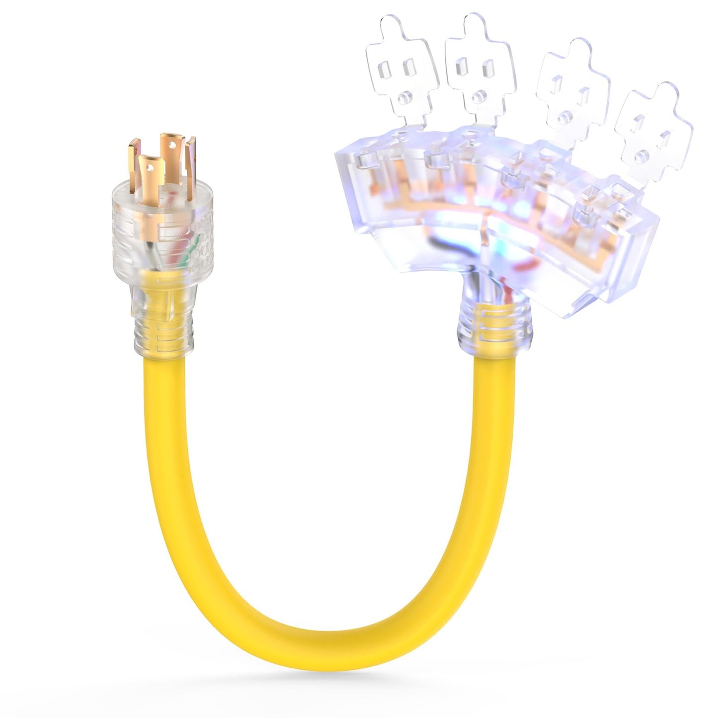 30 Amp to 15 Amp Generator Adapter Cord with 4 Prong Locking Splitter