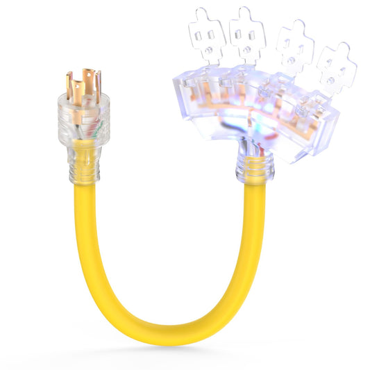 30 Amp to 15 Amp Generator Adapter Cord with 4 Prong Locking Splitter