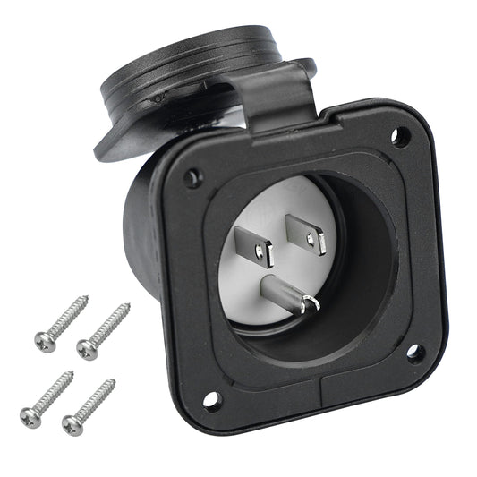 Waterproof 15 Amp Flanged Inlet Shore Power Plug for RV and Boat Use