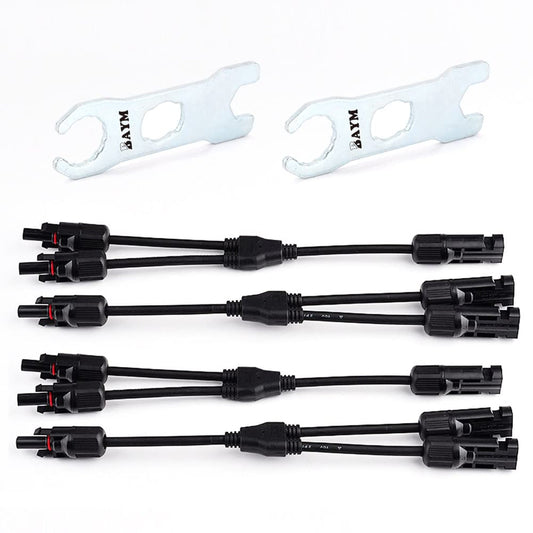 Versatile Y-Branch Solar Panel Connector with Metal Spanner Set