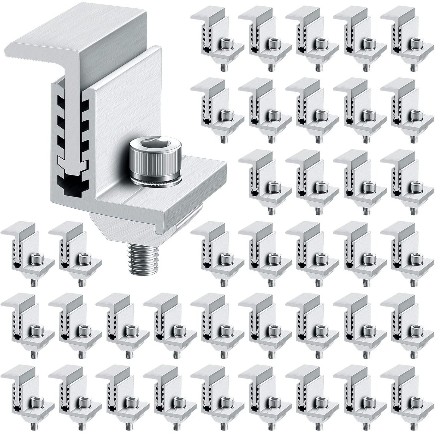 Adjustable Solar Panel End Clamps Kit for Secure PV Mounting 40 Pack