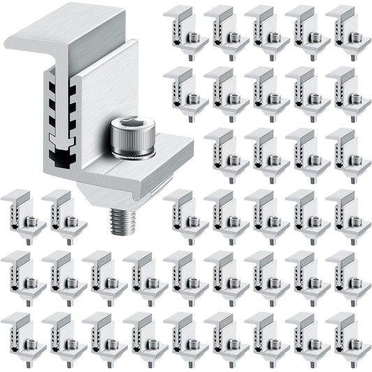 Adjustable Solar Panel End Clamps Kit for Secure PV Mounting 40 Pack