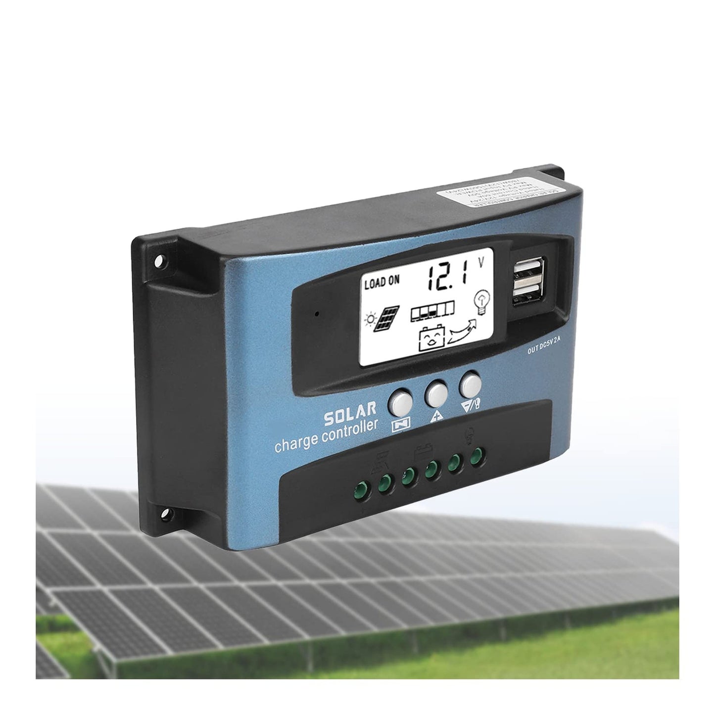 Adaptive MPPT Solar Charge Controller 100A with LCD Display and Dual USB