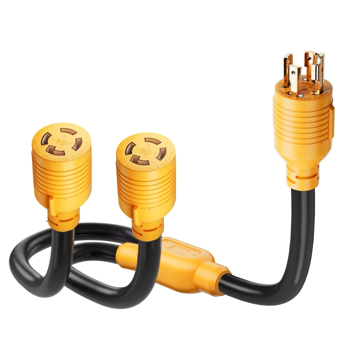 30 Amp Generator Splitter Y Adapter 3FT Locking Power Cord 10 AWG