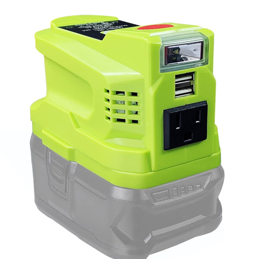 Portable 150W Power Inverter for Ryobi 18V Battery with USB and LED Light
