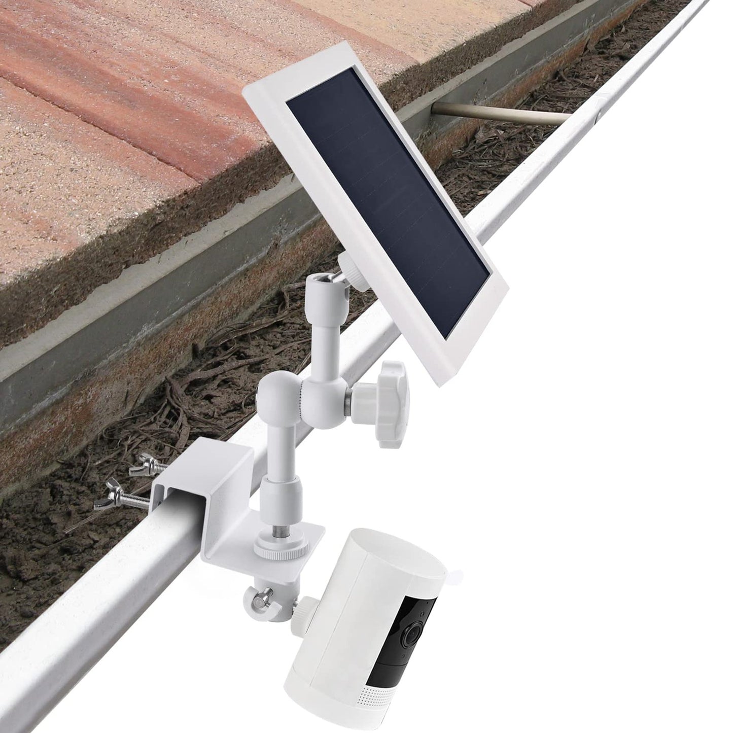 Gutter Mount for Ring Solar Panel and Battery Cameras with Optimal Sunlight Angle