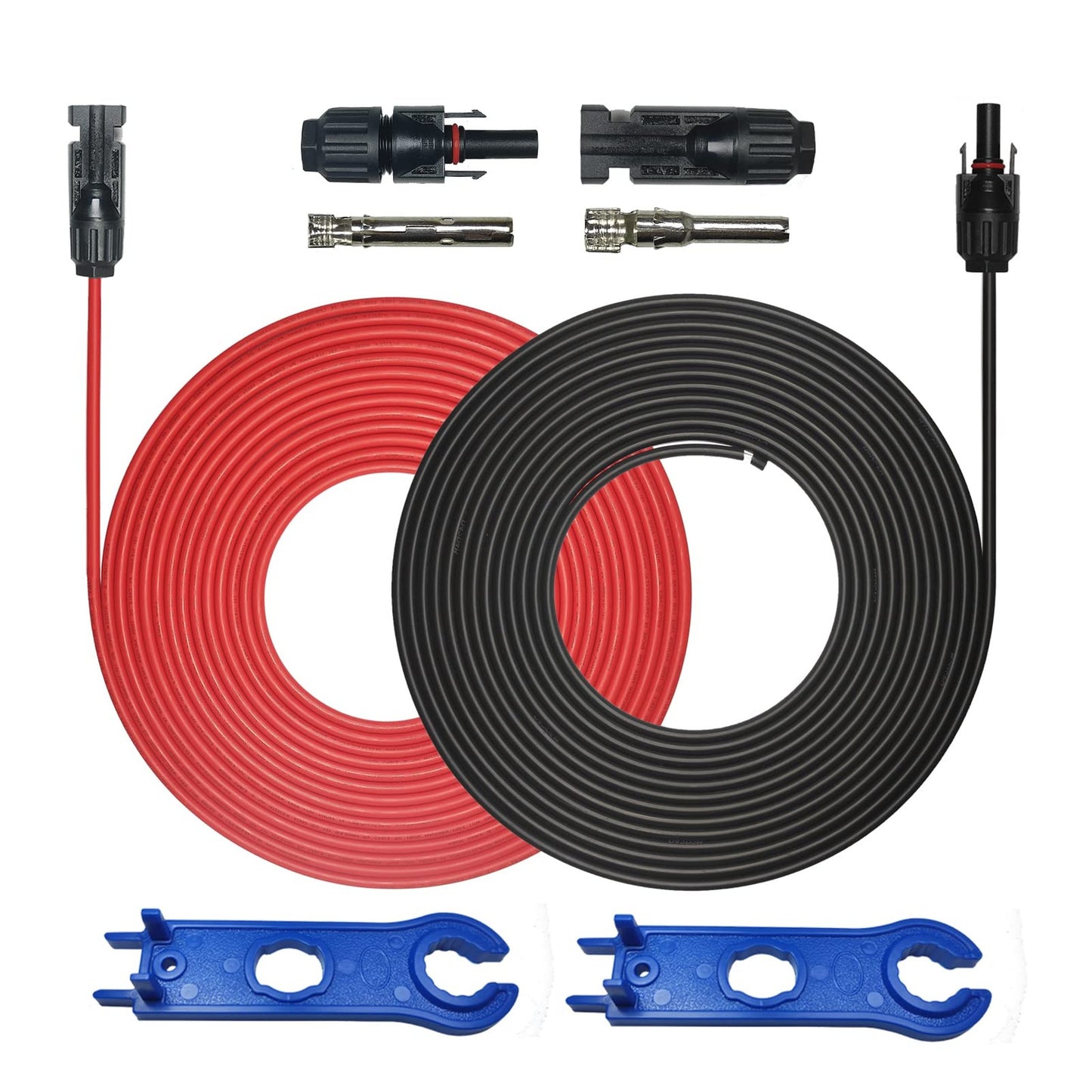 25Ft 10AWG Solar Panel Extension Cable with Connectors and Wrench Set
