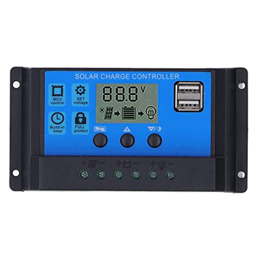 Smart Solar MPPT Controller with Dual USB and LCD Display for 12V 24V Systems