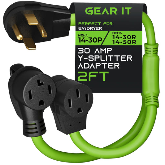 30 Amp Dryer Y Splitter Adapter Cord for RV and EV Charging 2.2 Feet