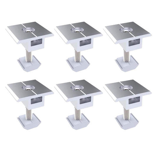 Aluminium Solar Panel Middle Clamps for Secure Roof Mounting - Pack of 6