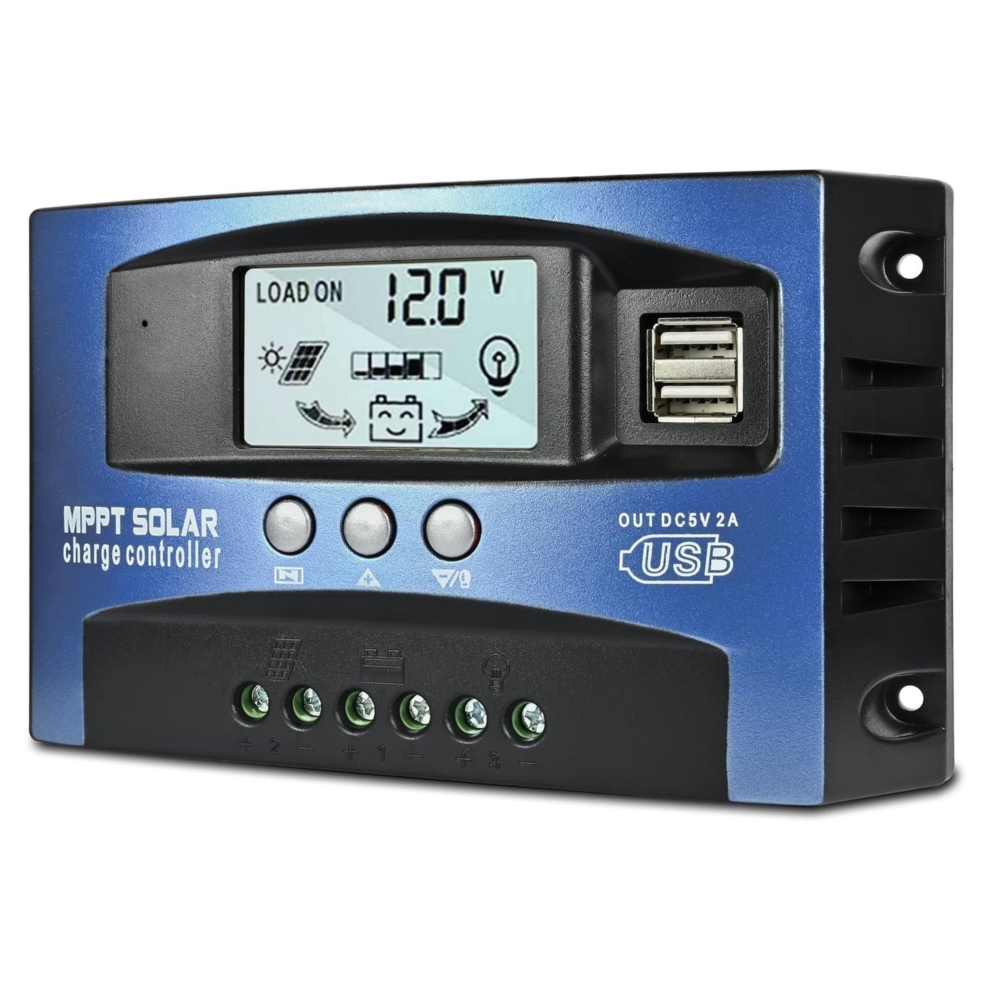 Smart 60A MPPT Solar Charge Controller with Dual USB and LCD Timer Display