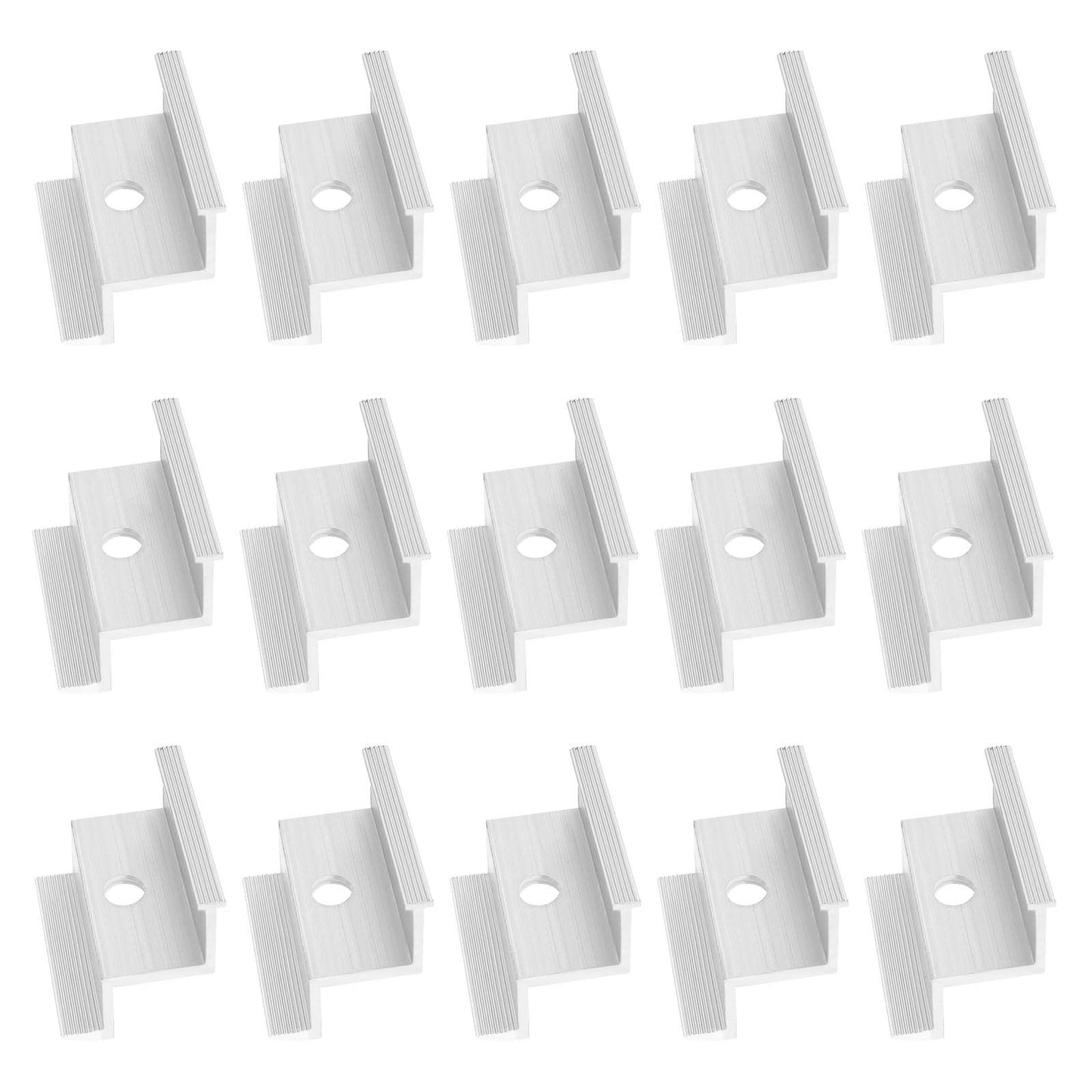 Aluminium End Clamp Set for Solar Panel Mounting - 15 Pcs Accessories