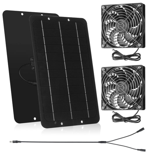 Solar Powered Dual Fan Kit for Outdoor Ventilation and Cooling Solutions