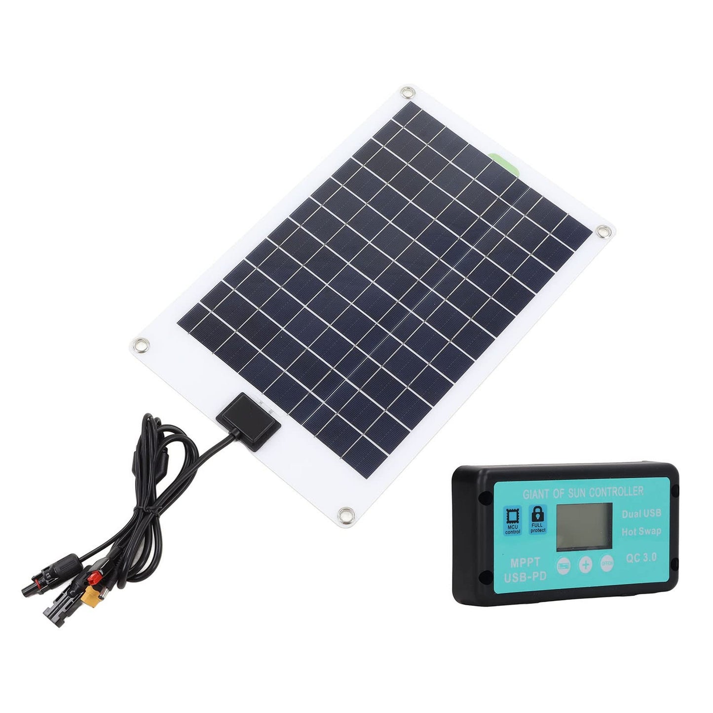 High Efficiency 50W Solar Panel Kit with MPPT Charge Controller for RVs and Boats