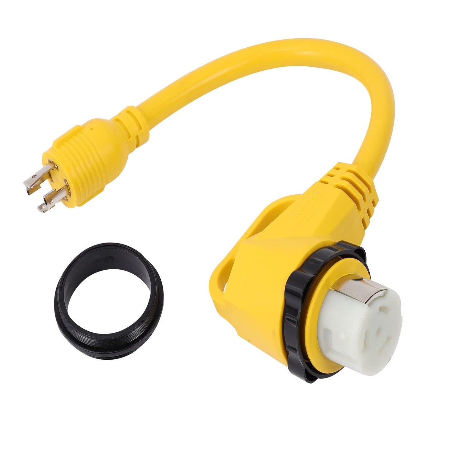 Right Angle 30 Amp 4 Prong Generator Power Cord Adapter for RV and Marine