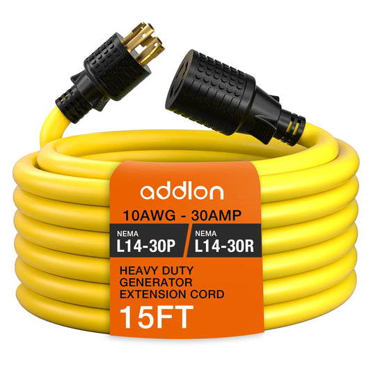 30 Amp 15FT Generator Extension Cord Compatible with NEMA L14-30P/L14-30R