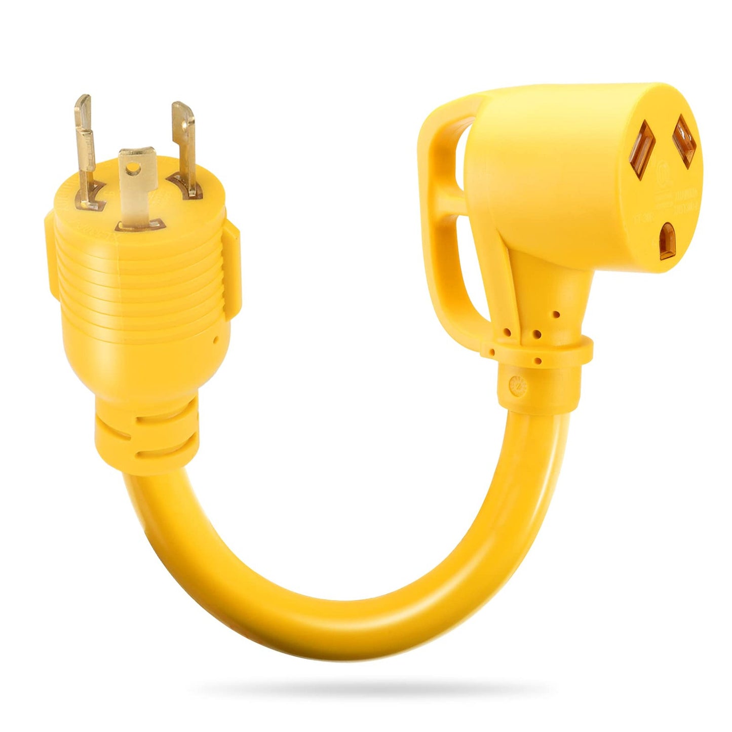 30 Amp RV Generator Adapter Cord with Grip Handle, 12 Inch Heavy Duty STW