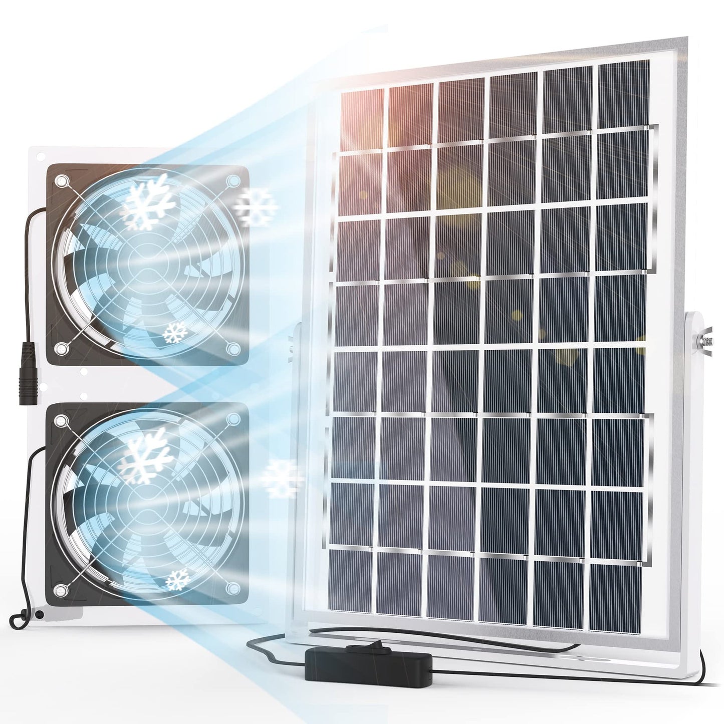 Eco Breeze Solar Exhaust Fan for Greenhouse and Shed with Long Cable