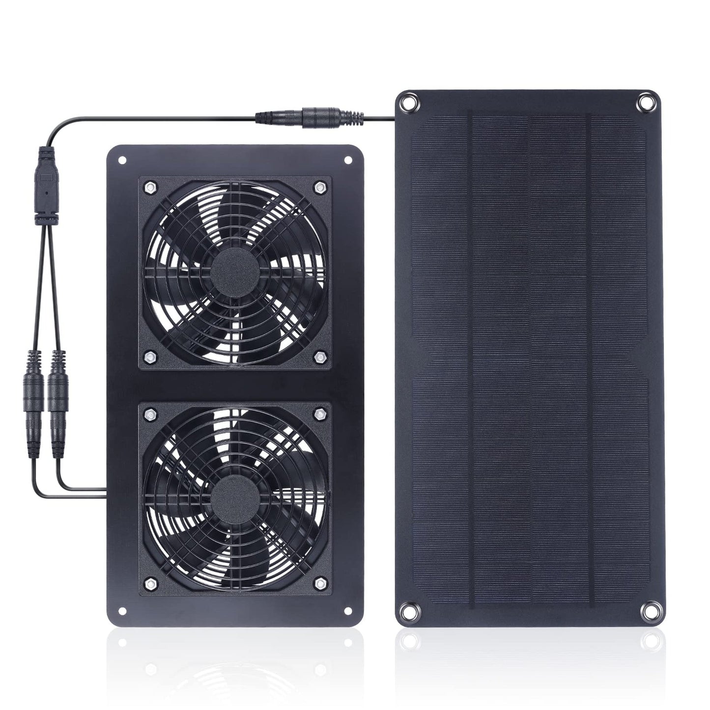 Solar Breeze Dual Fan Kit for Greenhouses, Sheds, and Pet Houses