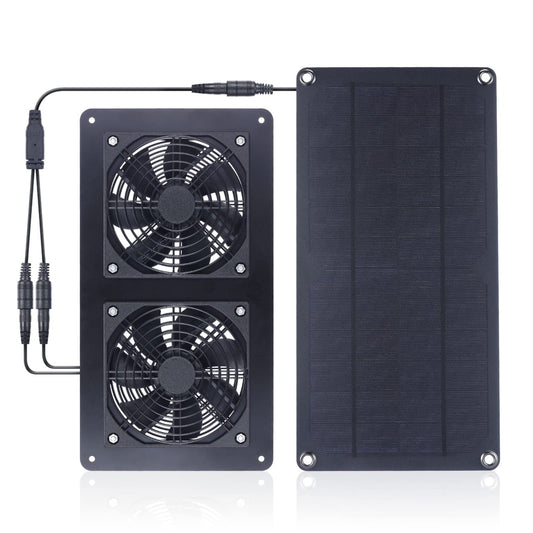 Solar Breeze Dual Fan Kit for Greenhouses, Sheds, and Pet Houses