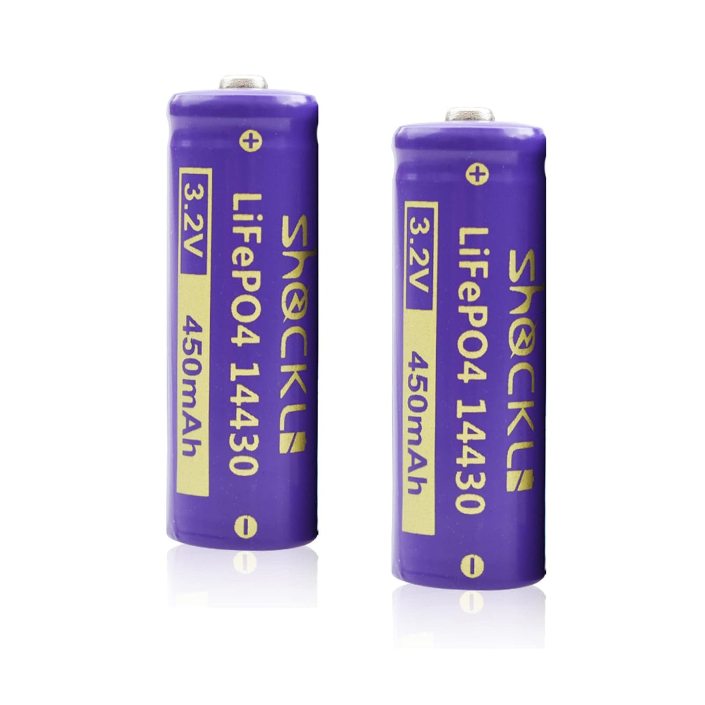 2-Pack 3.2V 450mAh LiFePO4 Rechargeable Solar Batteries for Garden Lights