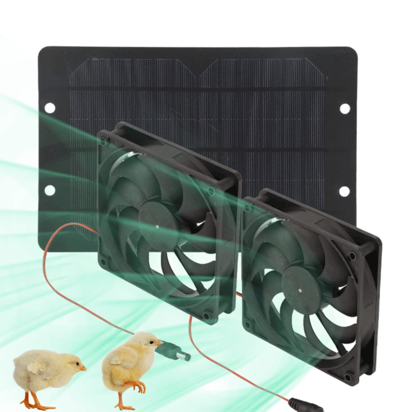 Eco Breeze Dual Solar Fan for Greenhouse with Waterproof 10W Panel