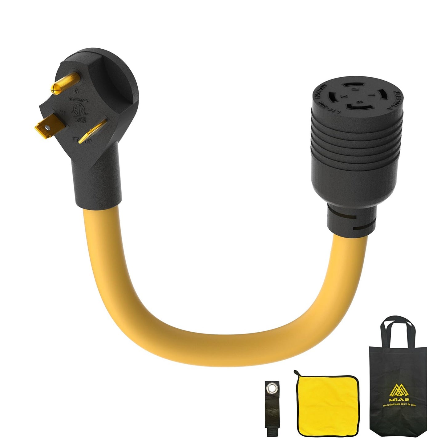 30 Amp RV Generator Plug Adapter Cord 3 Prong to 4 Prong 1.5FT Flexible