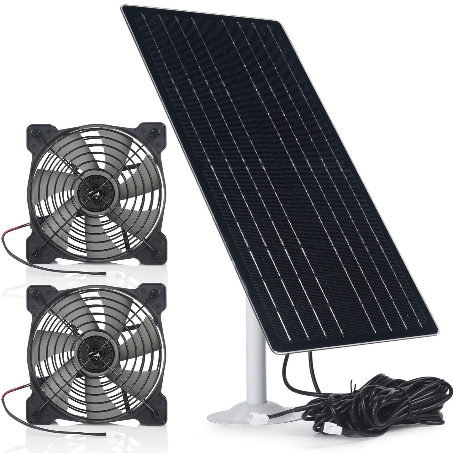 Solar-Powered 12W Greenhouse Fan with 13ft Cable for Outdoor Use