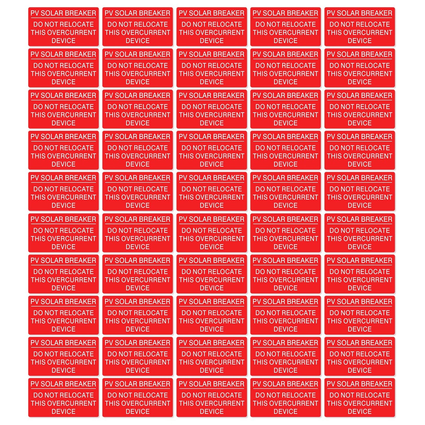 50PCS Solar Breaker Label Set - UV Resistant Overcurrent Device Stickers