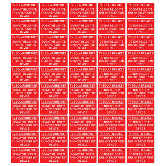 50PCS Solar Breaker Labels UV Resistant