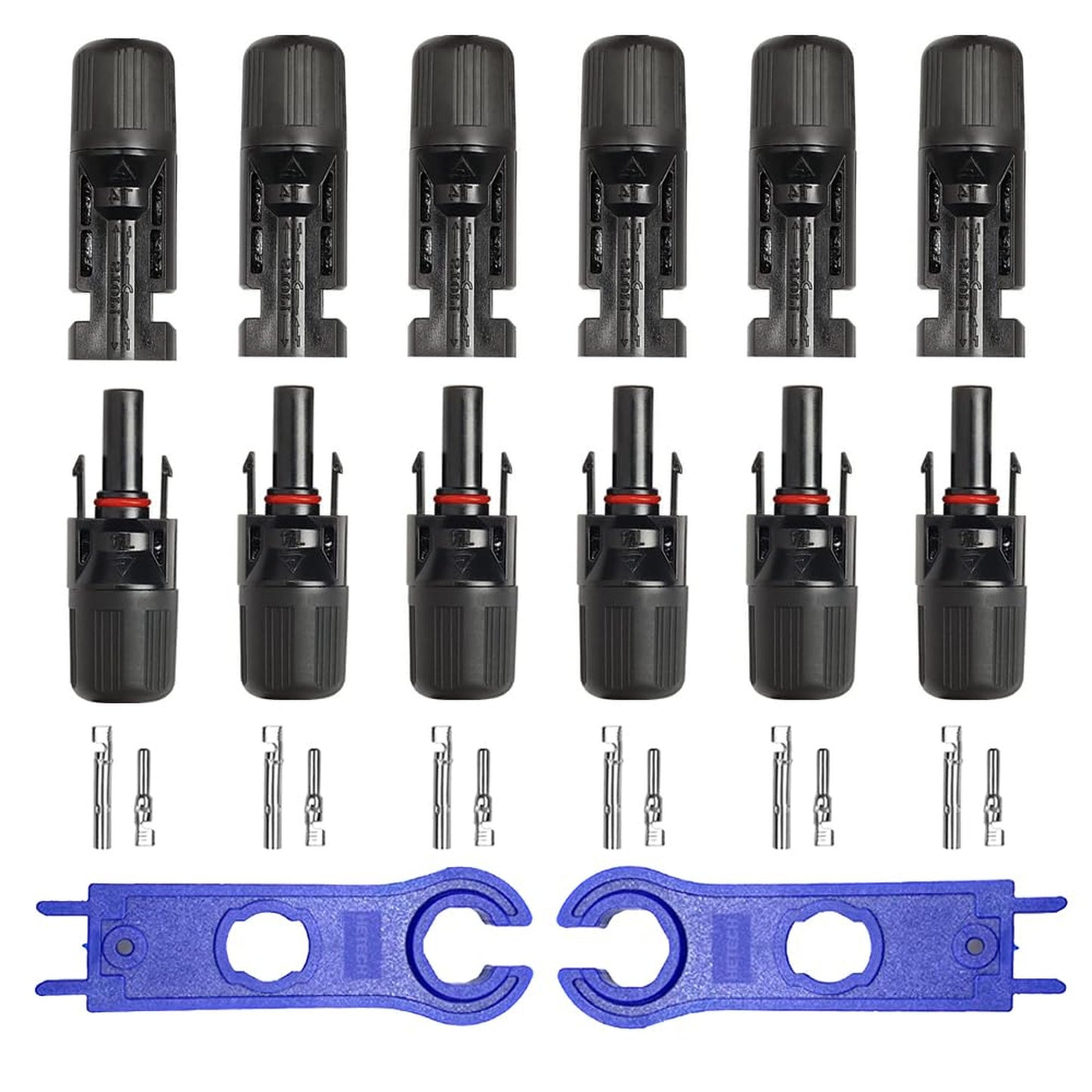Weatherproof Solar Panel Connectors 1000V 30A with Spanners - 6 Pairs
