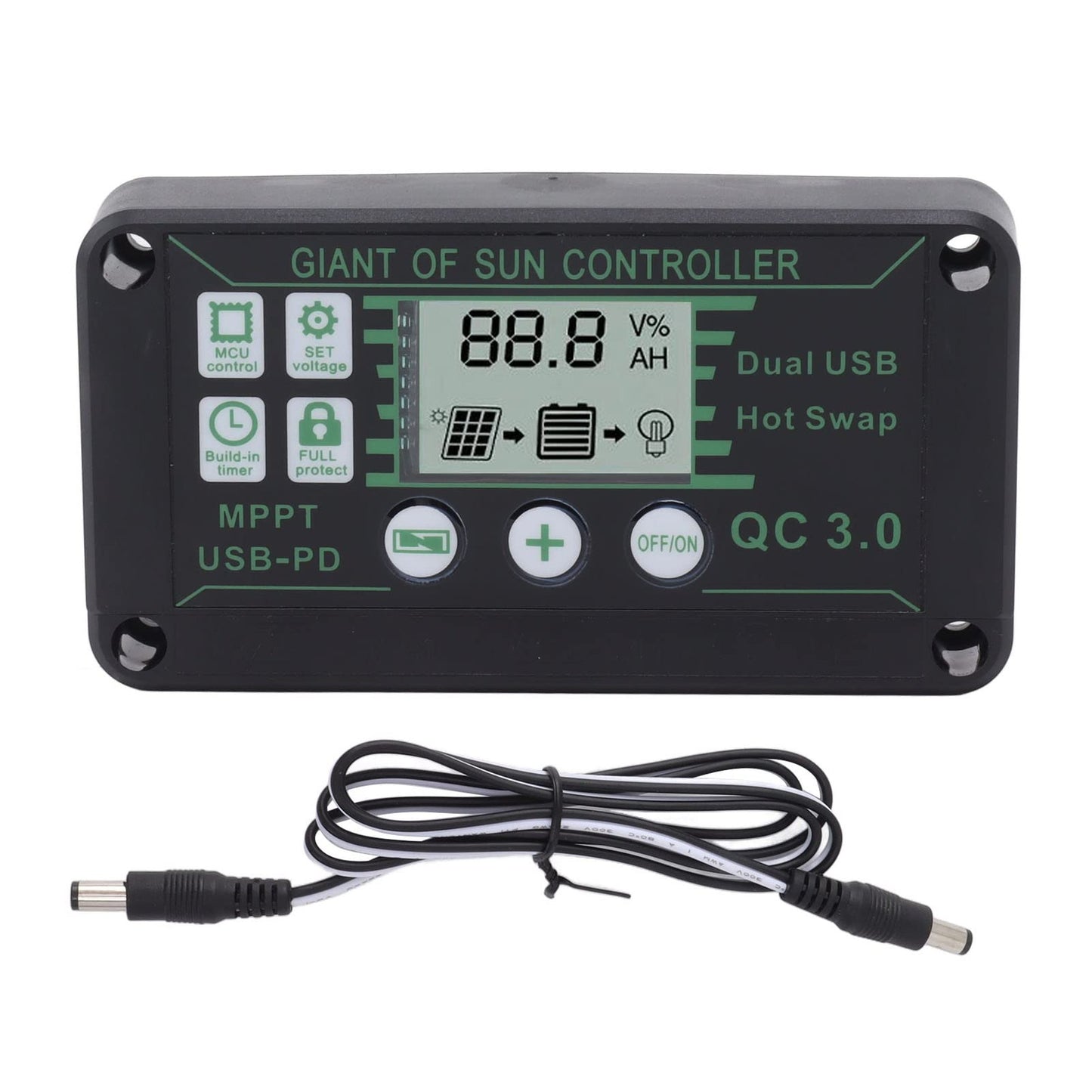 Smart Solar MPPT Charge Controller with Dual USB and Timer for RVs and Boats