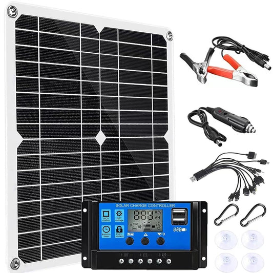 200W Solar Panel Kit with Charge Controller and Battery Clips for Outdoor Use